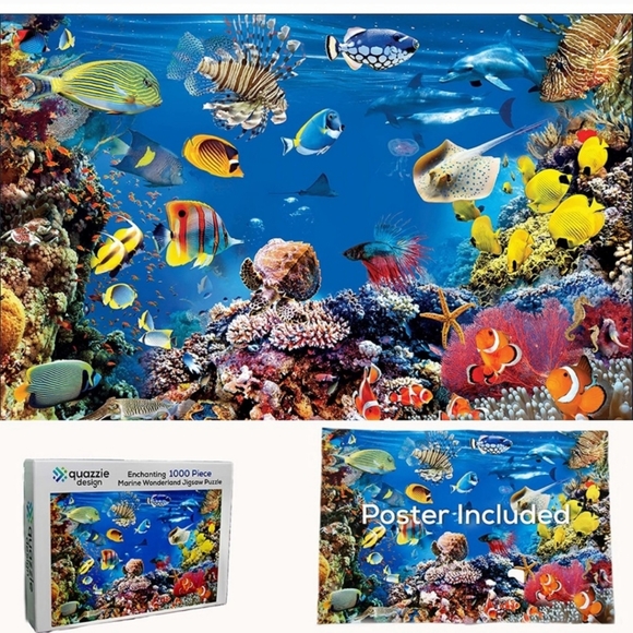 NWT Quazzie Design Jigsaw Puzzles for Adults 1000 Piece Ocean Scene with Fish - Picture 1 of 3